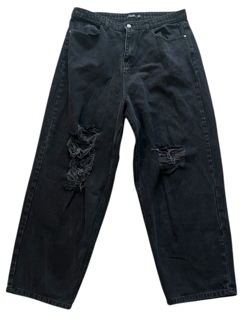 Nasty Gal Black Distressed Flare Jeans